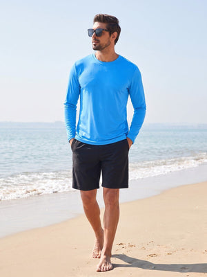 TACVASEN Azure Men's UPF 80+ Sun Shirt Quick Dry Long Sleeve Shirts