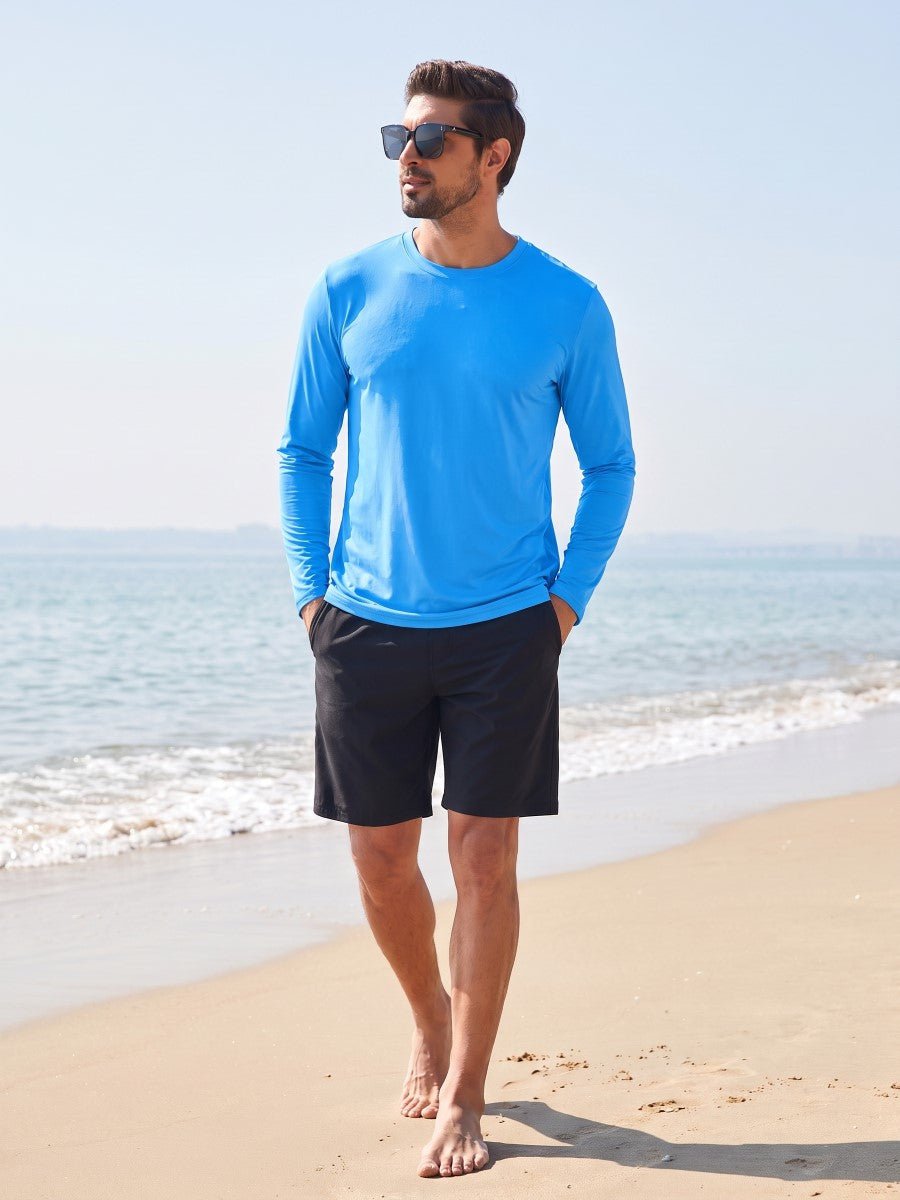 TACVASEN Azure Men's UPF 80+ Sun Shirt Quick Dry Long Sleeve Shirts