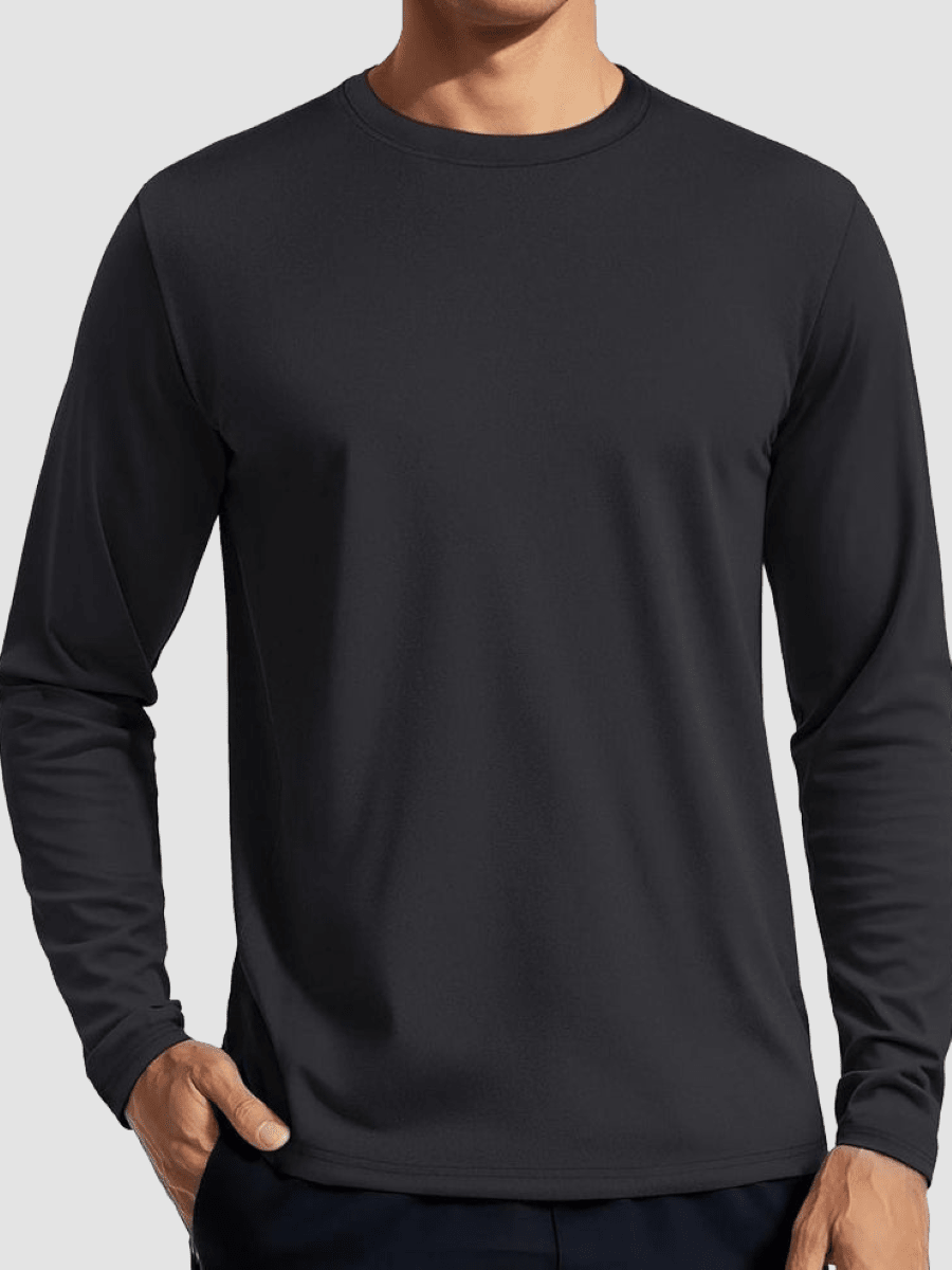 TACVASEN Black Men's UPF 80+ Sun Shirt Quick Dry Long Sleeve Shirts