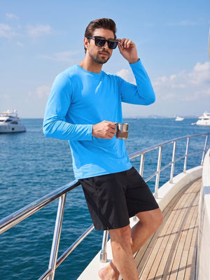 TACVASEN Azure Men's UPF 80+ Sun Shirt Quick Dry Long Sleeve Shirts