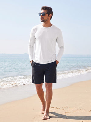 TACVASEN White Men's UPF 80+ Sun Shirt Quick Dry Long Sleeve Shirts