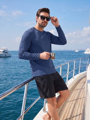 TACVASEN Navy Men's UPF 80+ Sun Shirt Quick Dry Long Sleeve Shirts