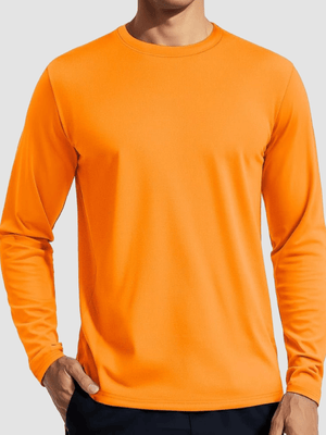 TACVASEN Orange Men's UPF 80+ Sun Shirt Quick Dry Long Sleeve Shirts