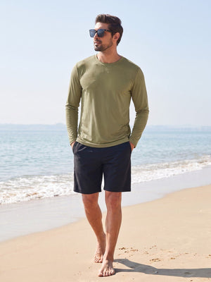 TACVASEN Dull Cyan Men's UPF 80+ Sun Shirt Quick Dry Long Sleeve Shirts