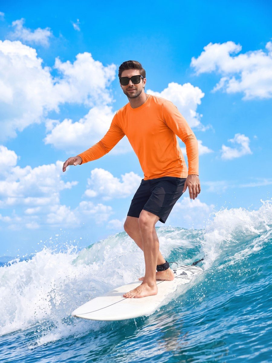 TACVASEN Orange Men's UPF 80+ Sun Shirt Quick Dry Long Sleeve Shirts