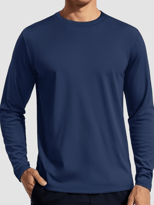 TACVASEN Navy Men's UPF 80+ Sun Shirt Quick Dry Long Sleeve Shirts