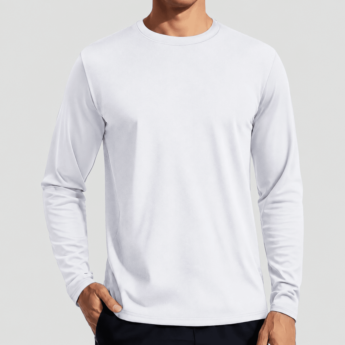 TACVASEN White Men's UPF 80+ Sun Shirt Quick Dry Long Sleeve Shirts