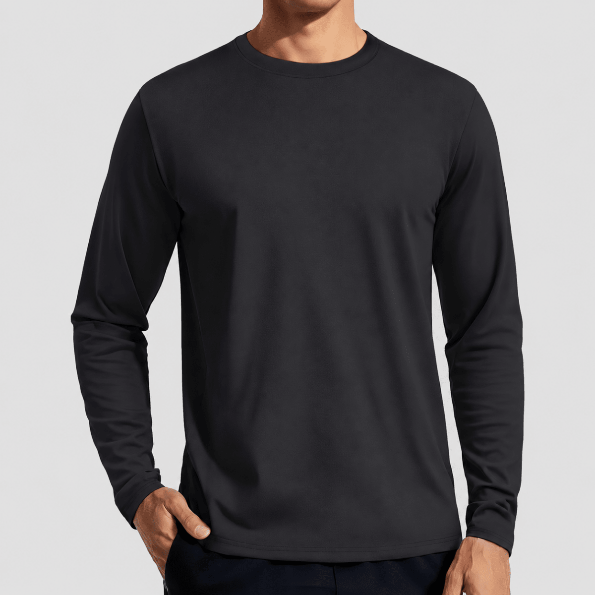 TACVASEN Black Men's UPF 80+ Sun Shirt Quick Dry Long Sleeve Shirts