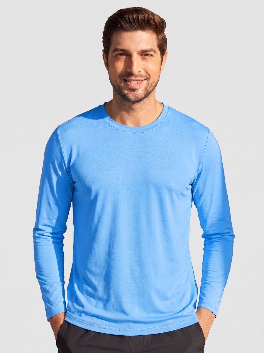 TACVASEN Waterfall Blue Men's UPF 80+ Sun Shirt Quick Dry Long Sleeve Shirts