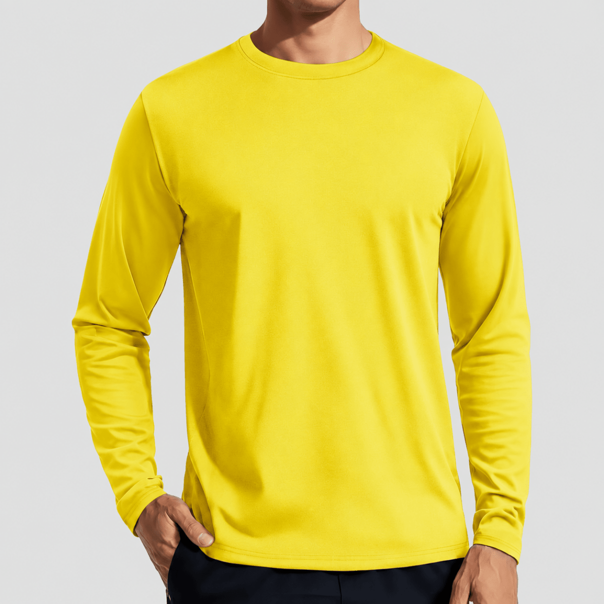 TACVASEN Yellow Men's UPF 80+ Sun Shirt Quick Dry Long Sleeve Shirts
