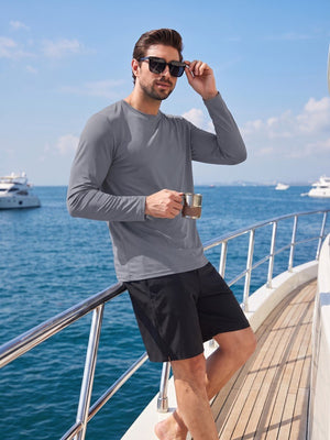 TACVASEN Dark Grey Men's UPF 80+ Sun Shirt Quick Dry Long Sleeve Shirts