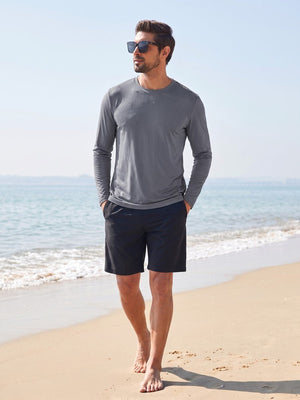 TACVASEN Dark Grey Men's UPF 80+ Sun Shirt Quick Dry Long Sleeve Shirts