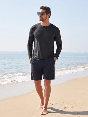 TACVASEN Black Men's UPF 80+ Sun Shirt Quick Dry Long Sleeve Shirts