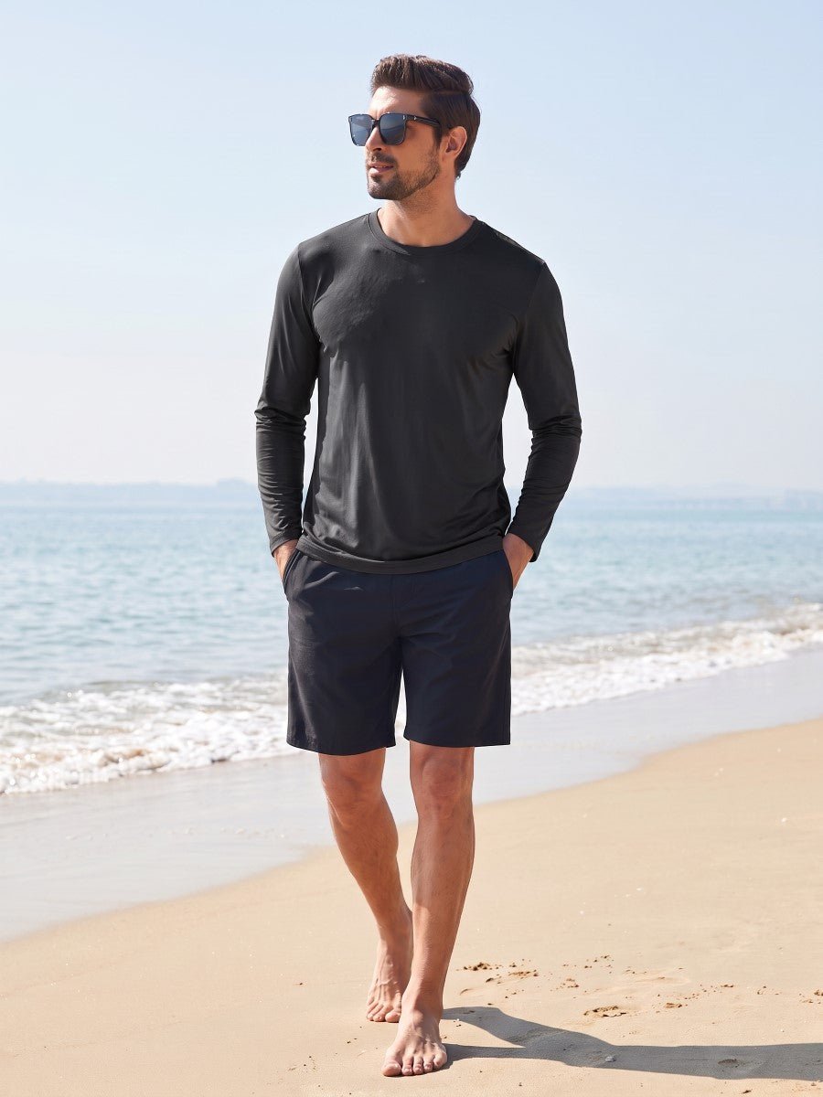 TACVASEN Black Men's UPF 80+ Sun Shirt Quick Dry Long Sleeve Shirts
