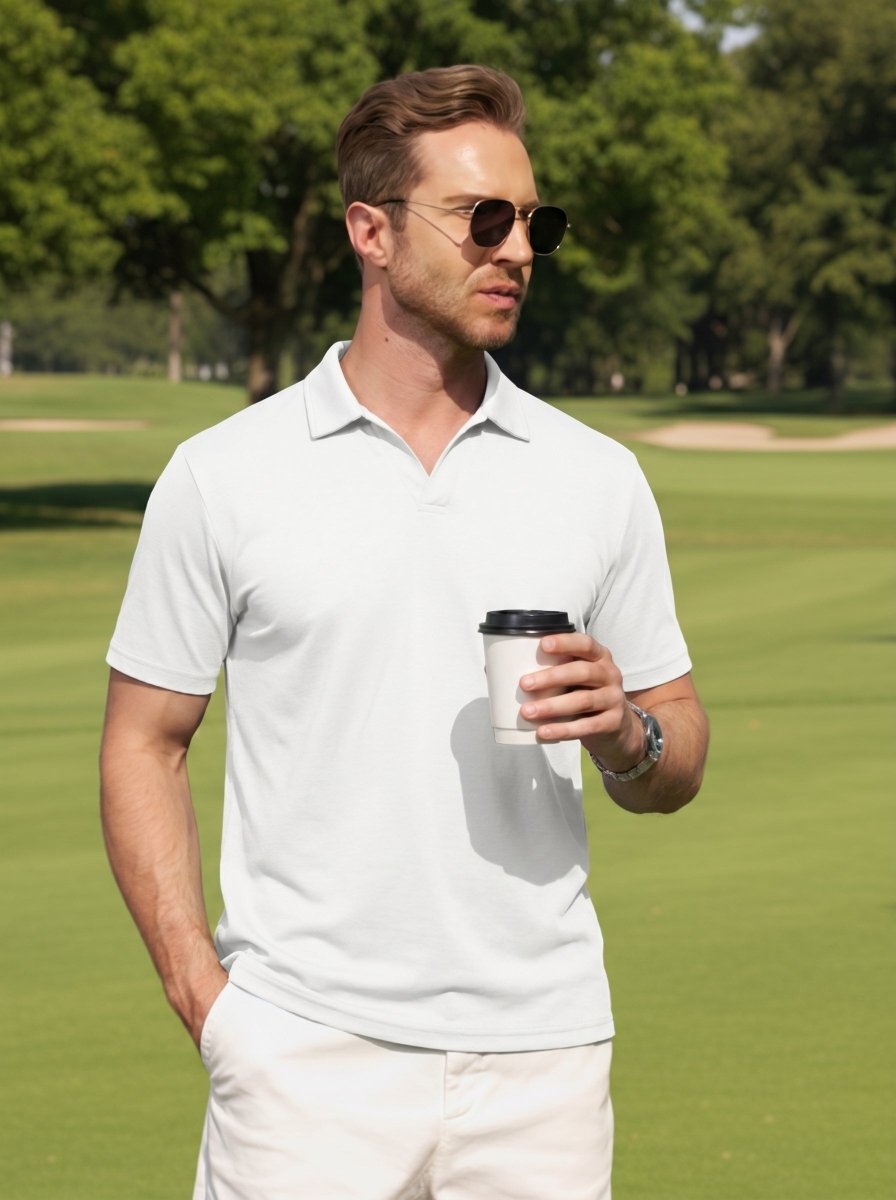 TACVASEN White Men's V Neck Short Sleeve Knitted Golf T Shirts