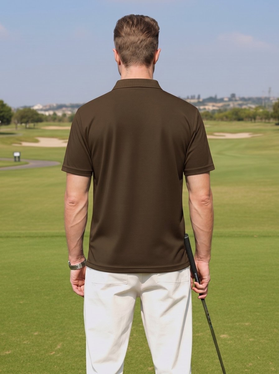 TACVASEN D Coffee Men's V Neck Short Sleeve Knitted Golf T Shirts