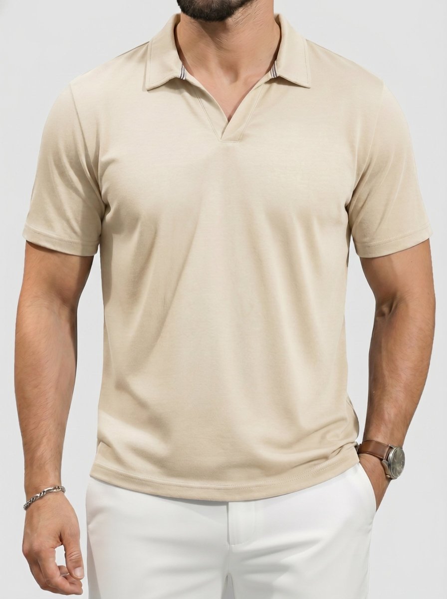 TACVASEN Sandy Men's V Neck Short Sleeve Knitted Golf T Shirts