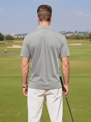 TACVASEN Lightgrey Men's V Neck Short Sleeve Knitted Golf T Shirts