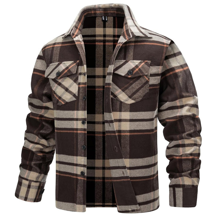Men's Warm Brushed Fleece Button Down Casual Flannel Shirt - LT24M1241