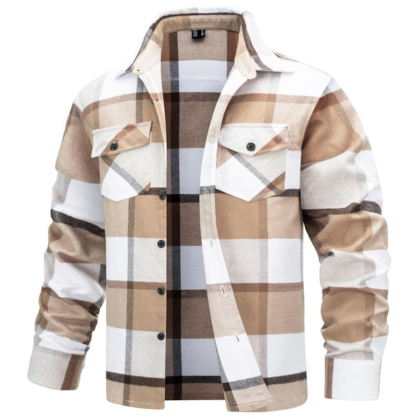 Men's Warm Brushed Fleece Button Down Casual Flannel Shirt - LT24M1241