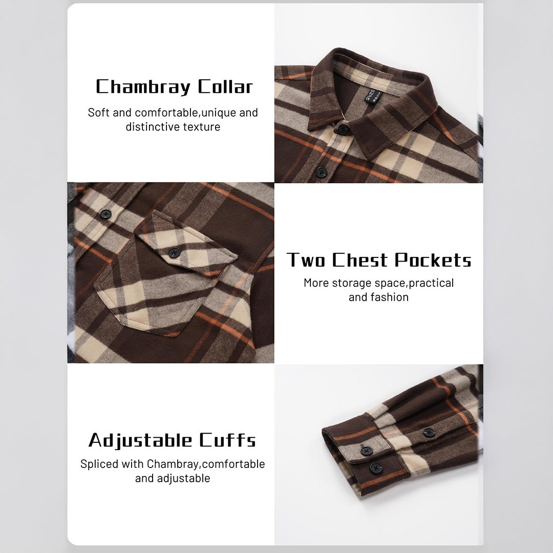 Men's Warm Brushed Fleece Button Down Casual Flannel Shirt - google_men_lightweight_jacket