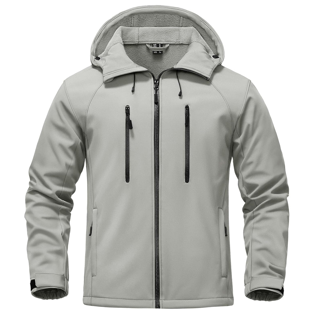 TACVASEN Light Grey Men's Warm Fleece Lined Softshell Outdoor Jacket