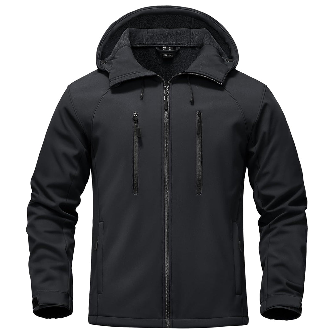 TACVASEN Black Men's Warm Fleece Lined Softshell Outdoor Jacket