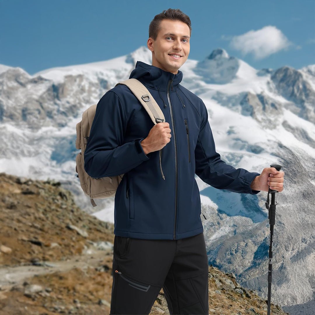 TACVASEN Navy Men's Warm Fleece Lined Softshell Outdoor Jacket