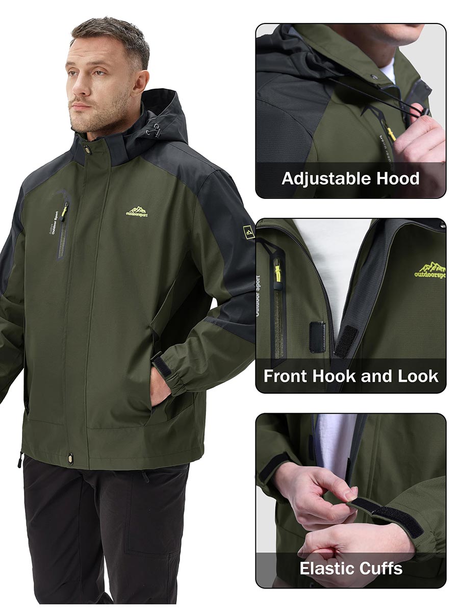 TACVASEN Army Green Men's Water-Repellent Softshell Jacket