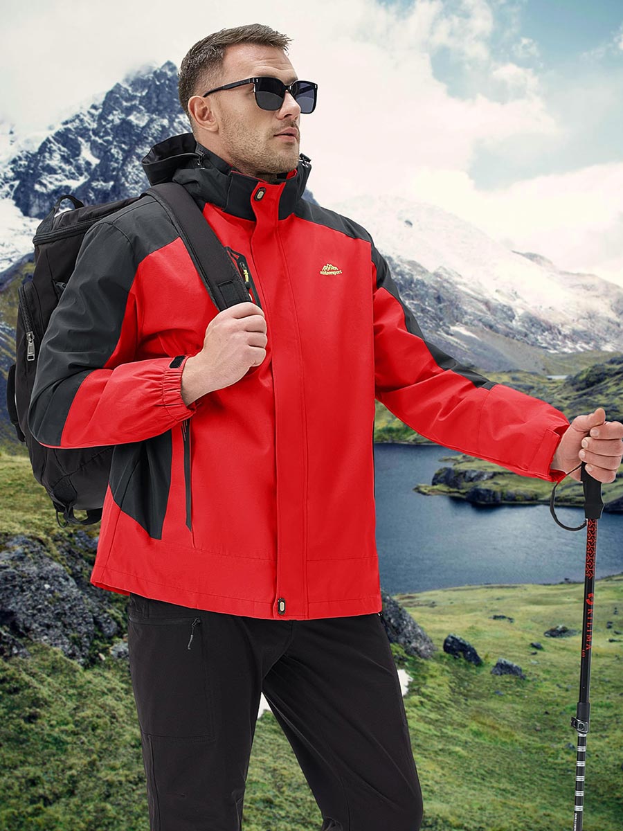 TACVASEN Red Men's Water-Repellent Softshell Jacket