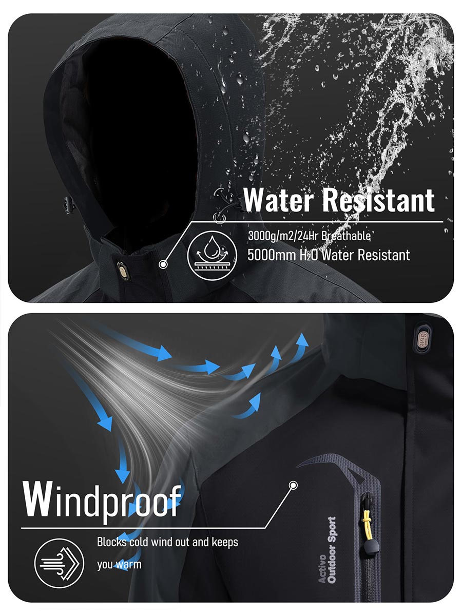TACVASEN Black Men's Water-Repellent Softshell Jacket