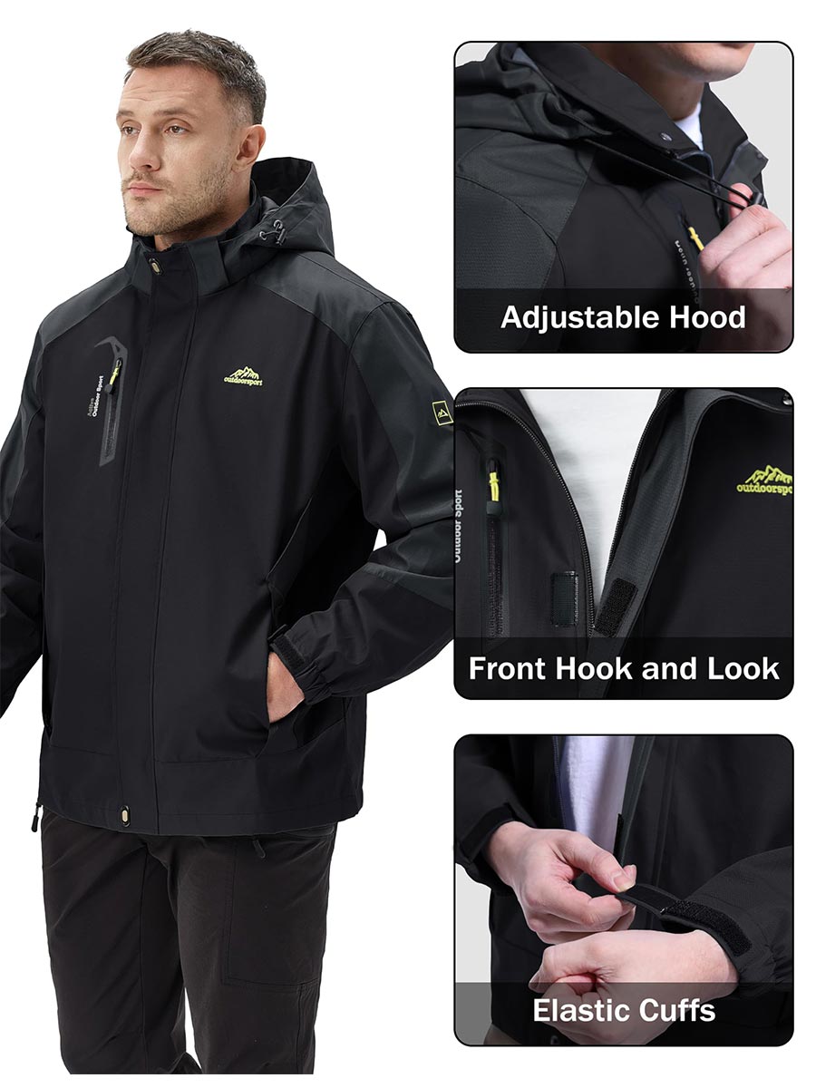 TACVASEN Black Men's Water-Repellent Softshell Jacket