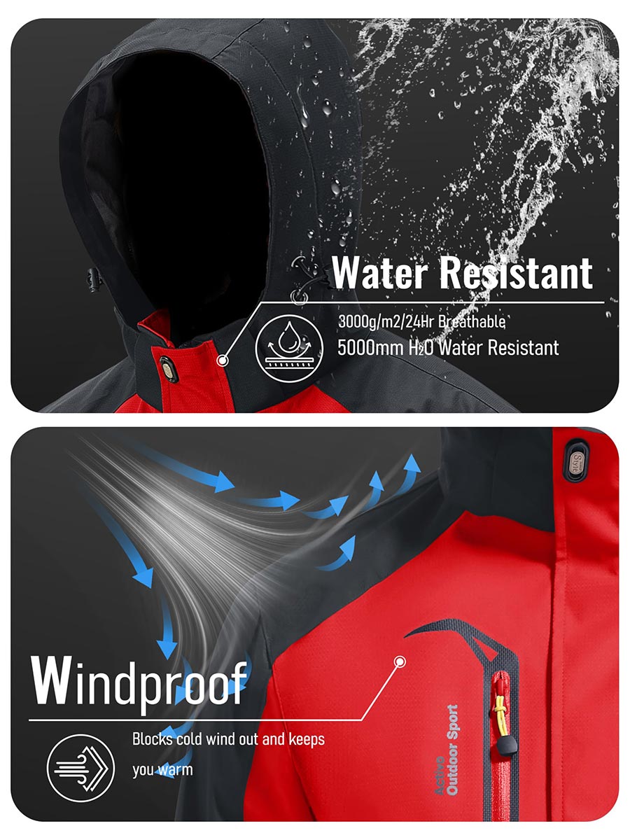 TACVASEN Red Men's Water-Repellent Softshell Jacket