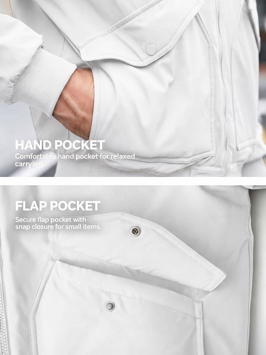 TACVASEN White Men's Water Repellent Windproof Winter Warm Bomber Jacket