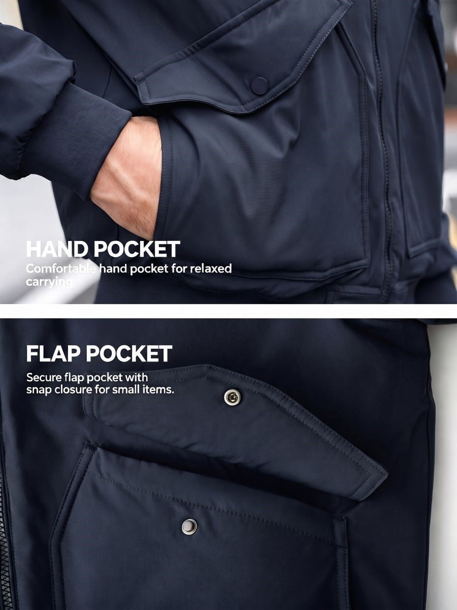 TACVASEN Navy Men's Water Repellent Windproof Winter Warm Bomber Jacket