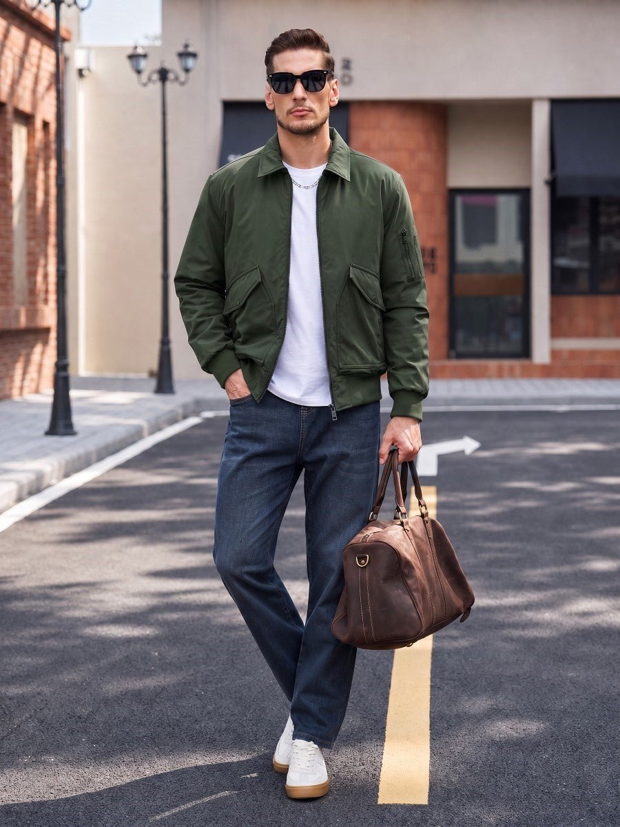 TACVASEN Army Green Men's Water Repellent Windproof Winter Warm Bomber Jacket