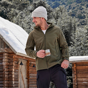 TACVASEN Khaki Men's Water Resistant Windbreaker Tactical Soft Shell Coat