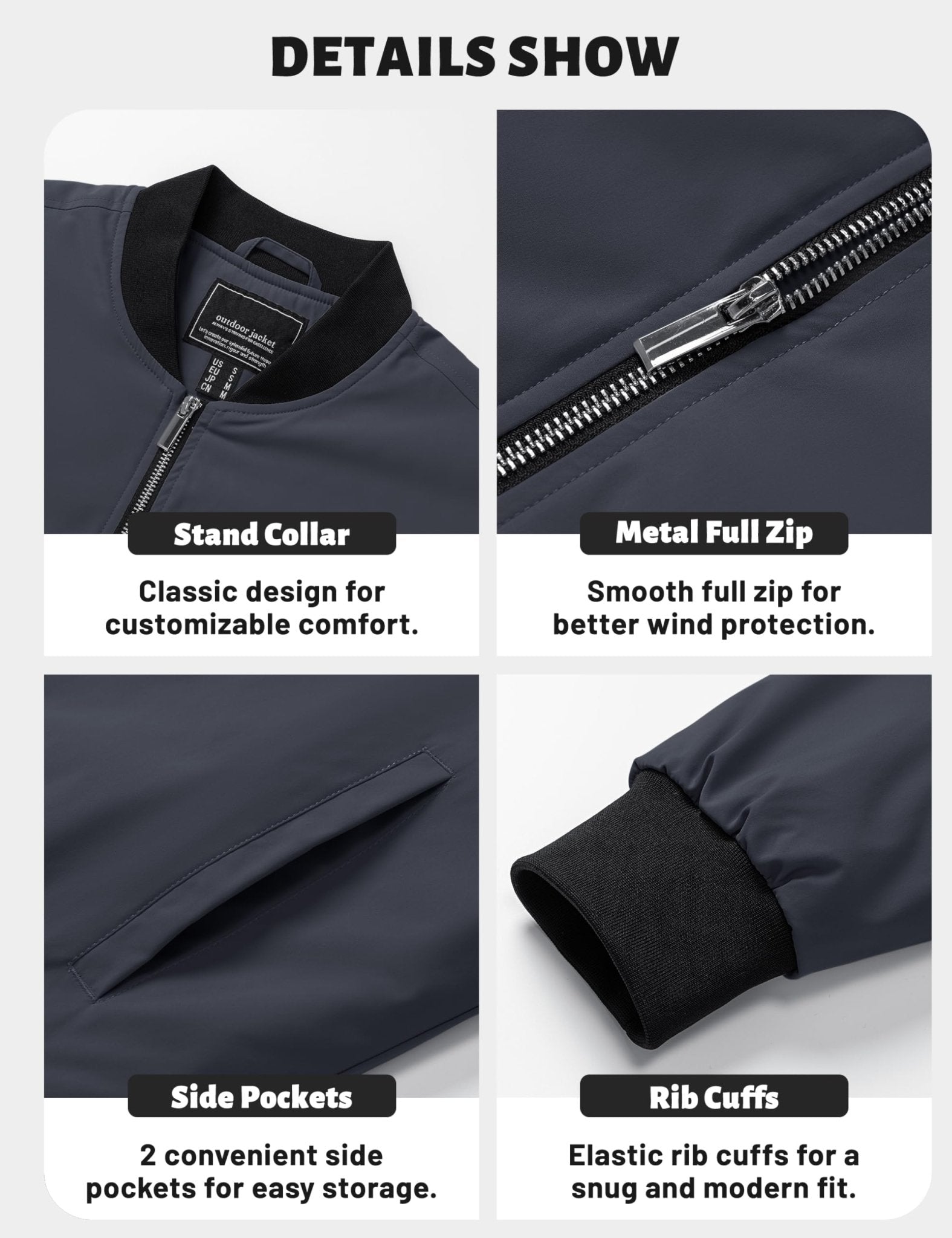 Men's Water-Resistant Windproof Bomber Casual Jackets - LT23M1148