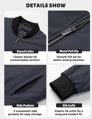 Men's Water-Resistant Windproof Bomber Casual Jackets - LT23M1148