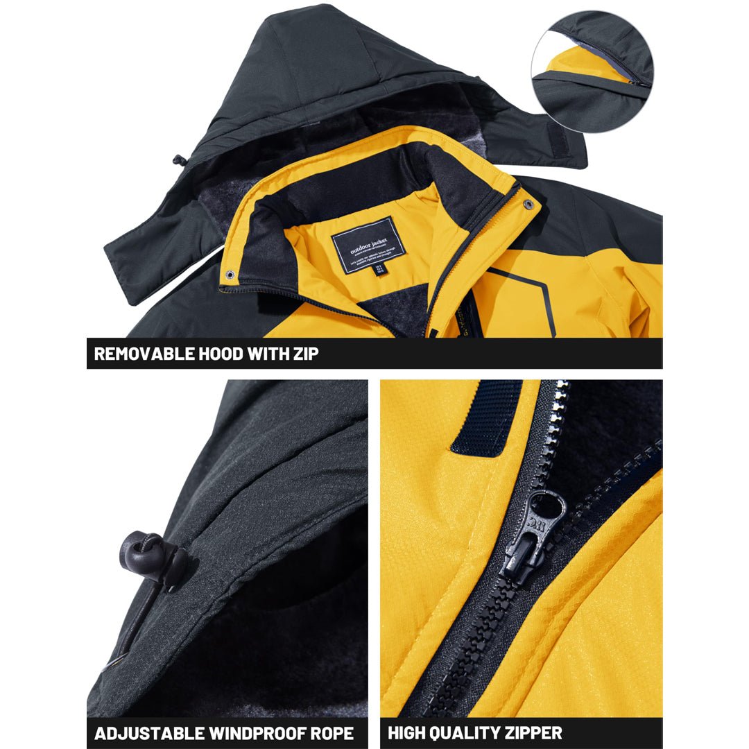 TACVASEN Yellow Insulated Fleece Lined Winter Snow Jacket