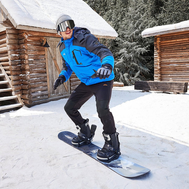 Men's Waterproof Fleece Lined Ski Jacket with Multiple Pockets - 冲816D