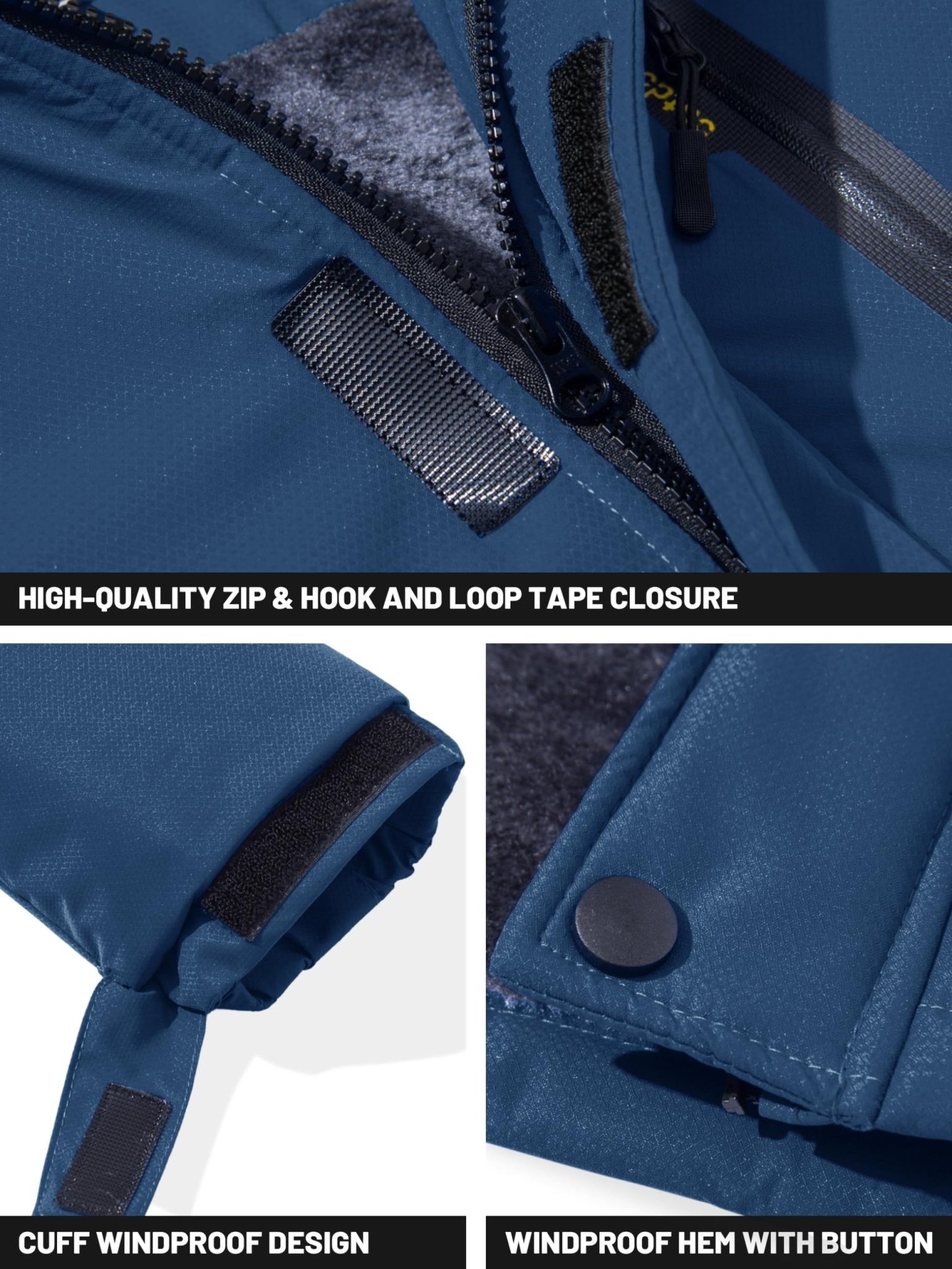 TACVASEN Royal Blue Insulated Fleece Lined Winter Snow Jacket