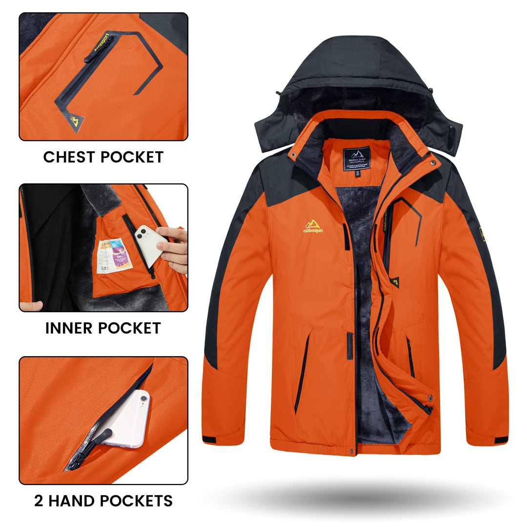 TACVASEN Orange Insulated Fleece Lined Winter Snow Jacket