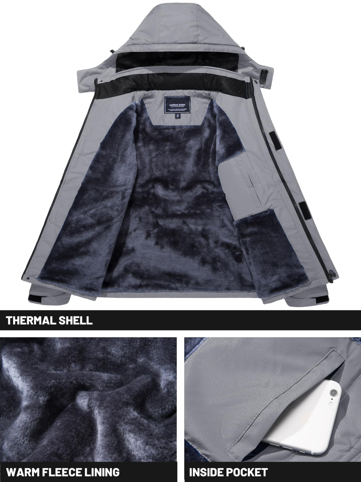 TACVASEN Royal Blue Insulated Fleece Lined Winter Snow Jacket