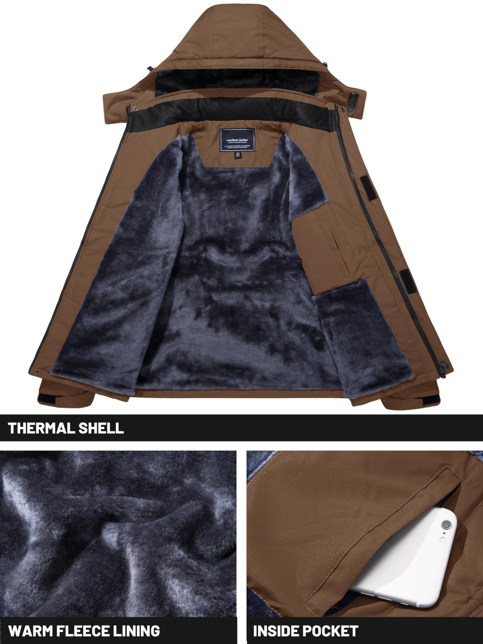 TACVASEN Royal Blue Insulated Fleece Lined Winter Snow Jacket