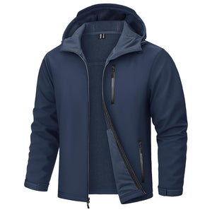 TACVASEN Navy Waterproof Fleece Lined Softshell Outdoor Jacket