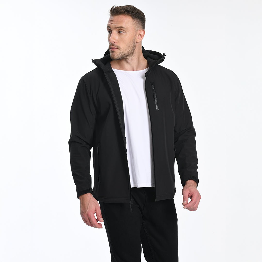 TACVASEN Black Waterproof Fleece Lined Softshell Outdoor Jacket