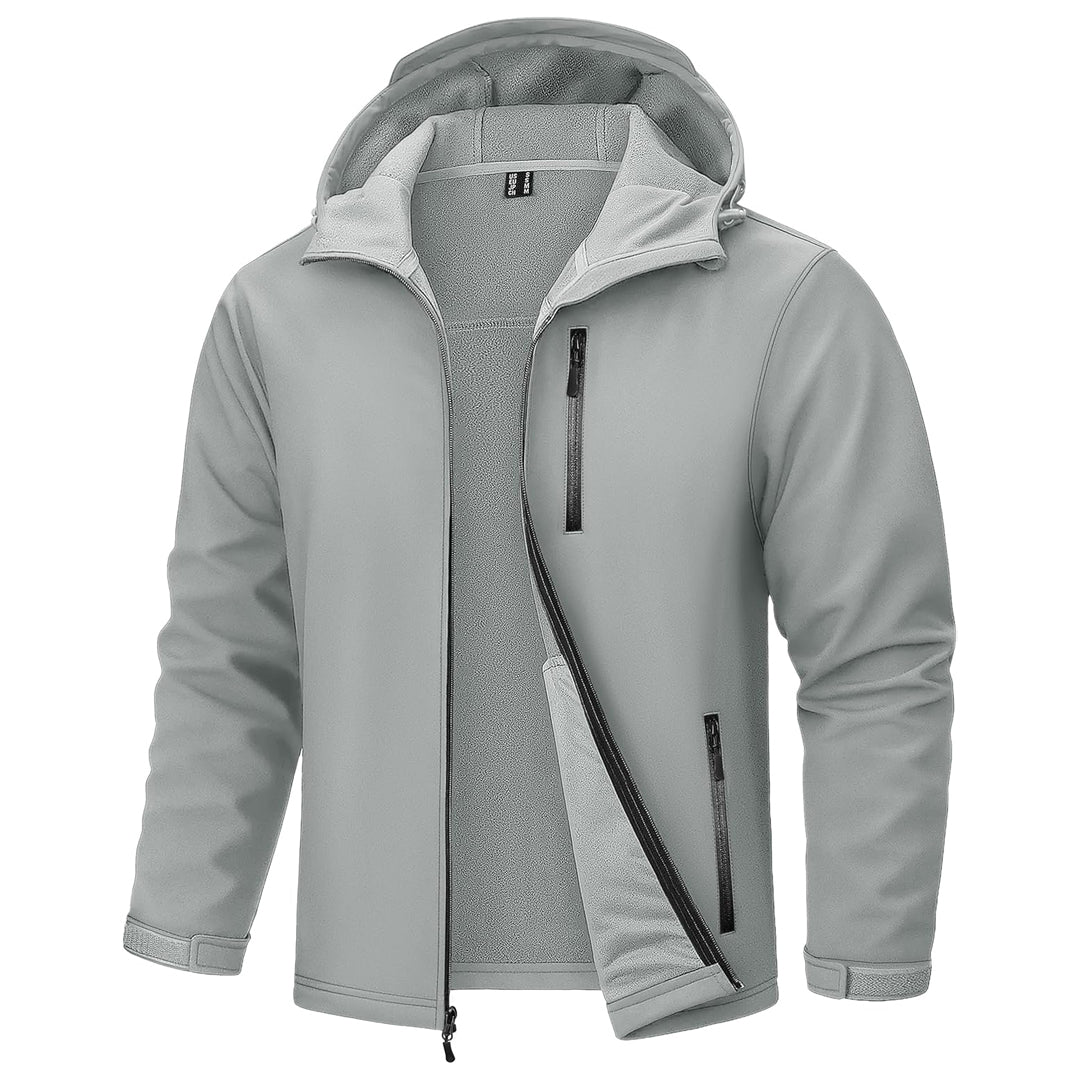 TACVASEN Light Grey Waterproof Fleece Lined Softshell Outdoor Jacket