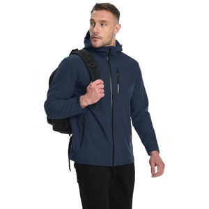 TACVASEN Navy Waterproof Fleece Lined Softshell Outdoor Jacket