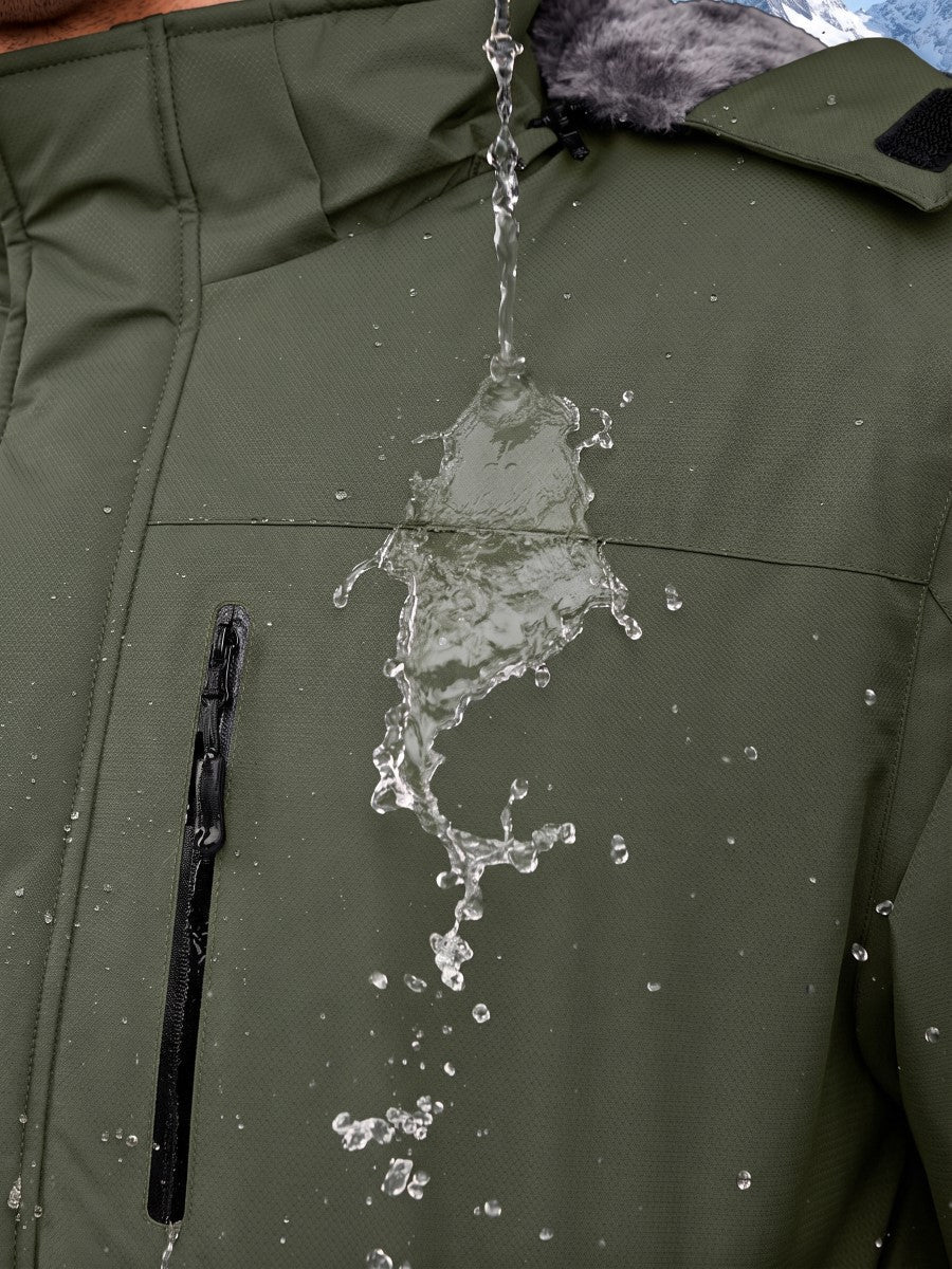 TACVASEN Army Green Men's Waterproof Fleece Winter Ski Jackets